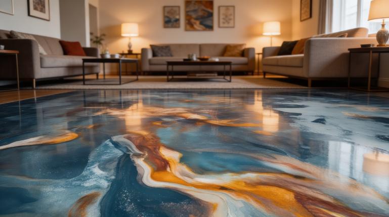Marble Effect Epoxy Floor in Flitwick MK45 1